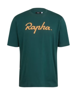 TEE SHIRT RAPHA LOGO DARK GREEN PEACH