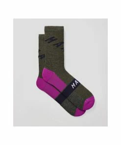 CHAUSSETTES MAAP ALT ROAD MERINO LT OLIVE/PINK