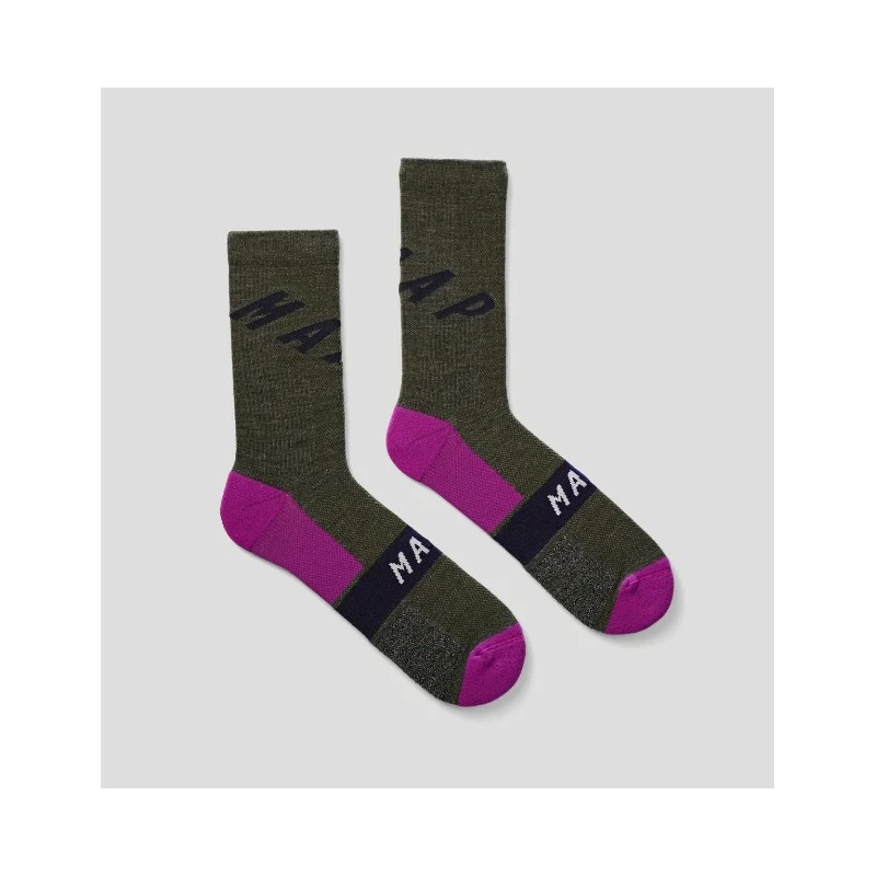 CHAUSSETTES MAAP ALT ROAD MERINO LT OLIVE/PINK 4 CHAUSSETTES MAAP ALT ROAD MERINO LT OLIVE/PINK – Image 2